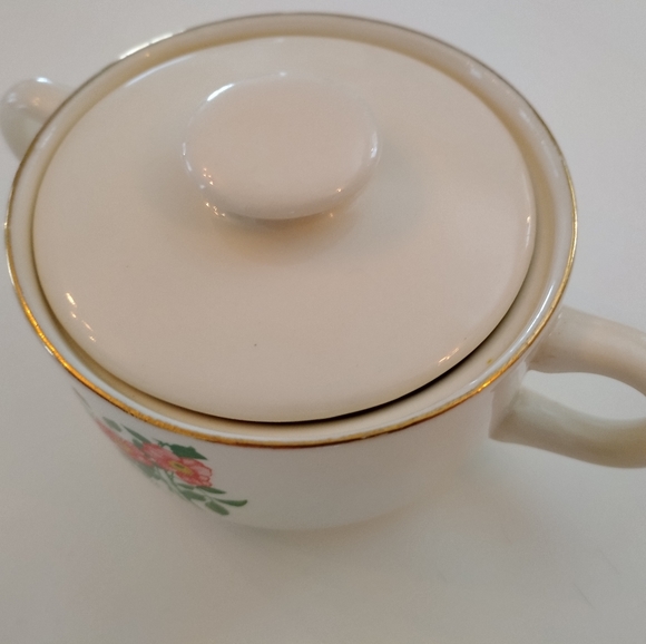 Antique Wild Rose Alberta souvenir dish 22k double handled bowl with lid - Picture 6 of 13